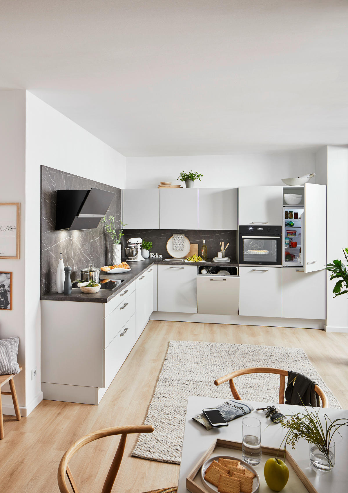 EINBAUKÜCHE   - Grau, Design, Holzwerkstoff - Novel