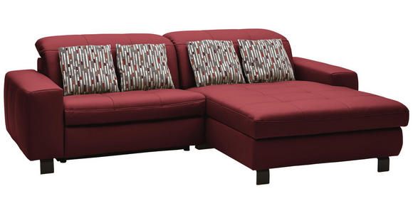 WOHNLANDSCHAFT in Leder Rot - Rot/Schwarz, Natur, Leder/Metall (262/187cm) - Dieter Knoll