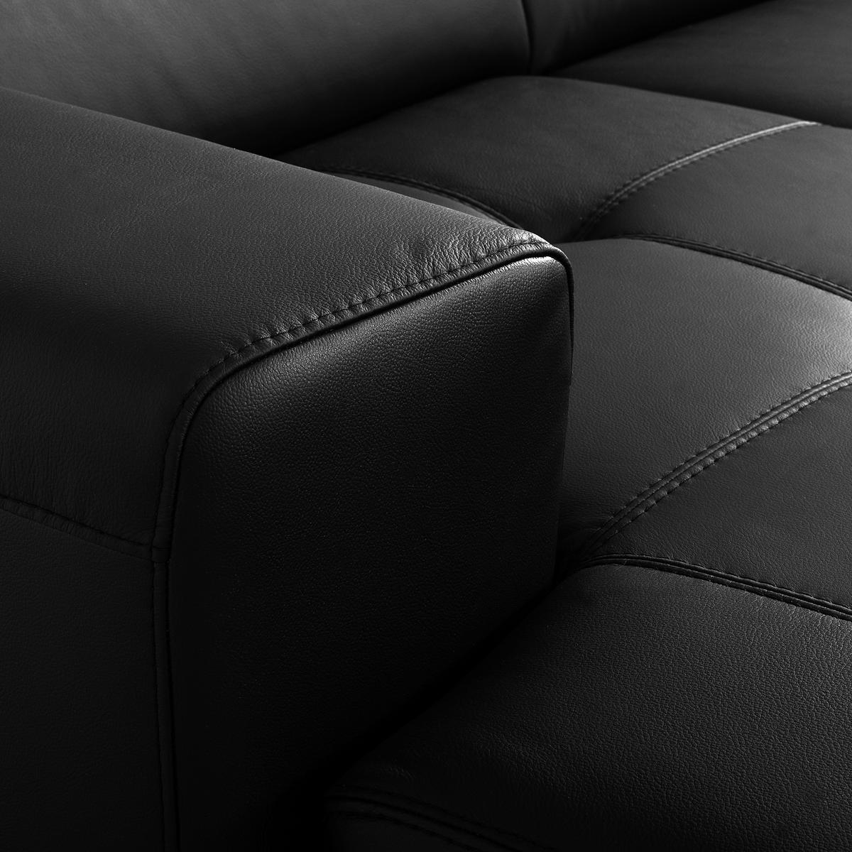 ECKSOFA  in Lederlook Echtleder Schwarz  - Schwarz, Design, Leder/Textil (173/247cm) - Livetastic