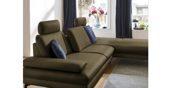 ECKSOFA in Echtleder Grün 308/195 cm - Schwarz/Grün, Design, Leder/Metall (308/195cm) - Dieter Knoll