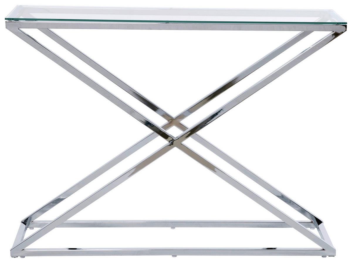 KONSOLENTISCH in Metall, Glas 100/30/74 cm   - Klar/Chromfarben, Modern, Glas/Metall (100/30/74cm) - Livetastic