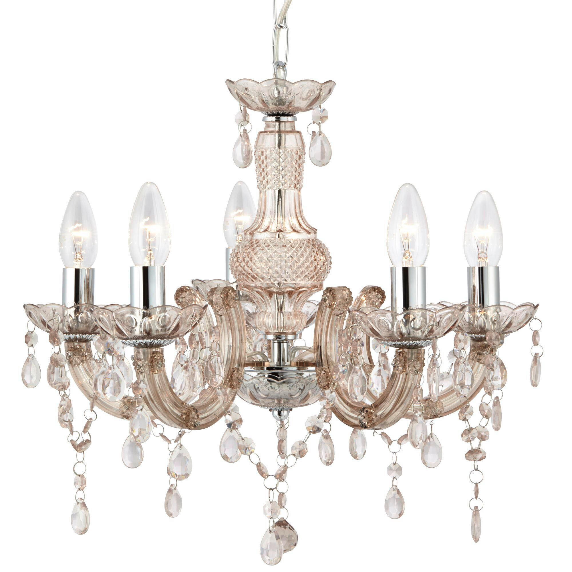 Searchlight Kristall-Hängeleuchte Marie Therese Rotbraun 120 cm