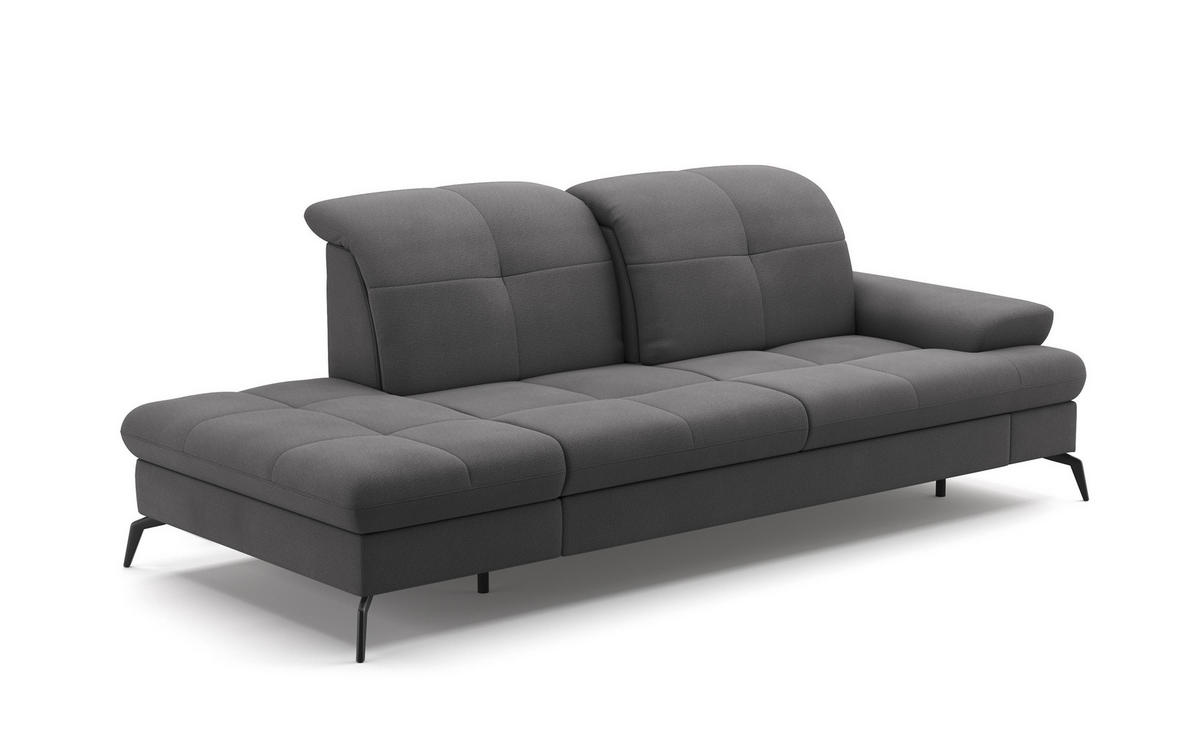 RÉCAMIERE in Flachgewebe Grau  - Schwarz/Grau, KONVENTIONELL, Textil/Metall (231/90/122cm) - Sit & More