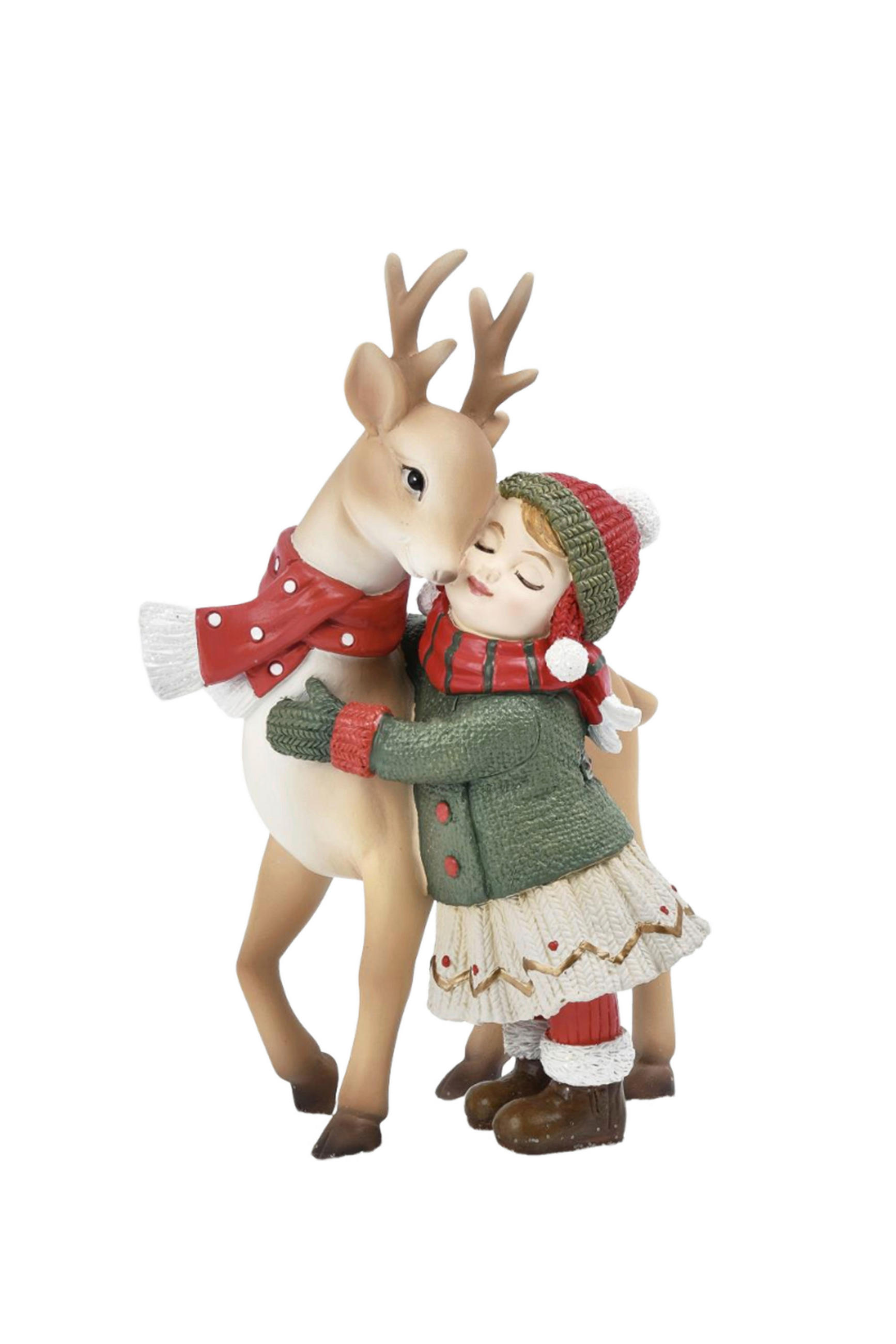 DEKOFIGUR KIND  - Rot/Braun, LIFESTYLE, Kunststoff (15/20,5/10,3cm) - X-Mas