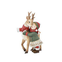 DEKOFIGUR KIND  - Rot/Braun, LIFESTYLE, Kunststoff (15/20,5/10,3cm) - X-Mas
