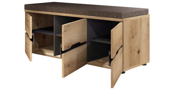 GARDEROBENBANK  in 120/48/38 cm  - Eichefarben/Graubraun, KONVENTIONELL, Kunststoff/Textil (120/48/38cm) - Xora