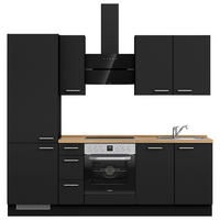 KÜCHENLEERBLOCK 240 cm   in Schwarz, Eichefarben  - Edelstahlfarben/Eichefarben, MODERN, Holzwerkstoff/Metall (240cm) - Nobilia