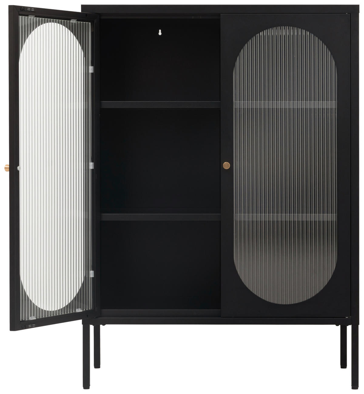 VITRINE  in Schwarz  - Transparent/Goldfarben, Design, Glas/Metall (80/110/40cm) - MID.YOU