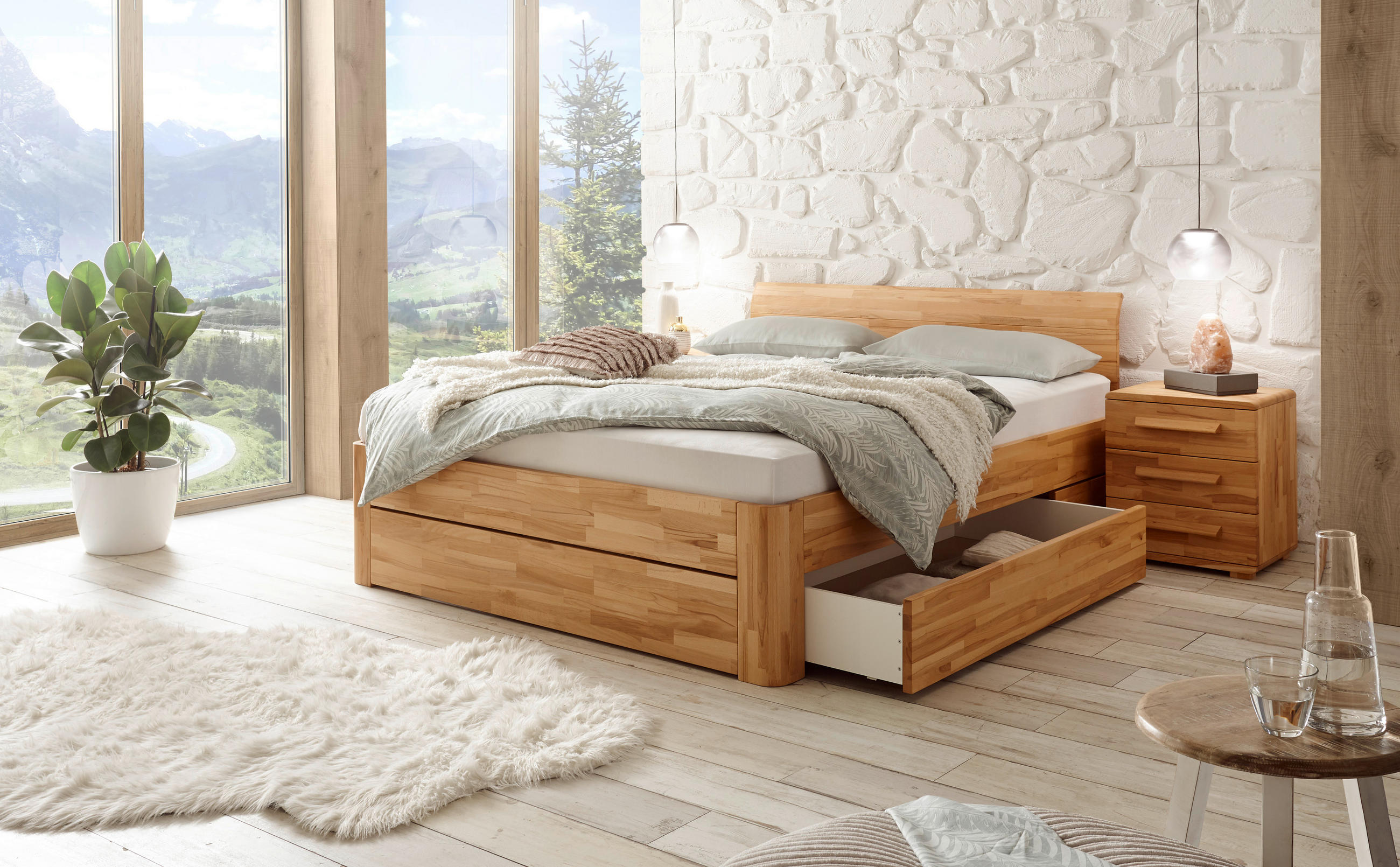 STAURAUMBETT 140/200 cm  in Buchefarben  - Buchefarben, Design, Holz (140/200cm) - Hasena