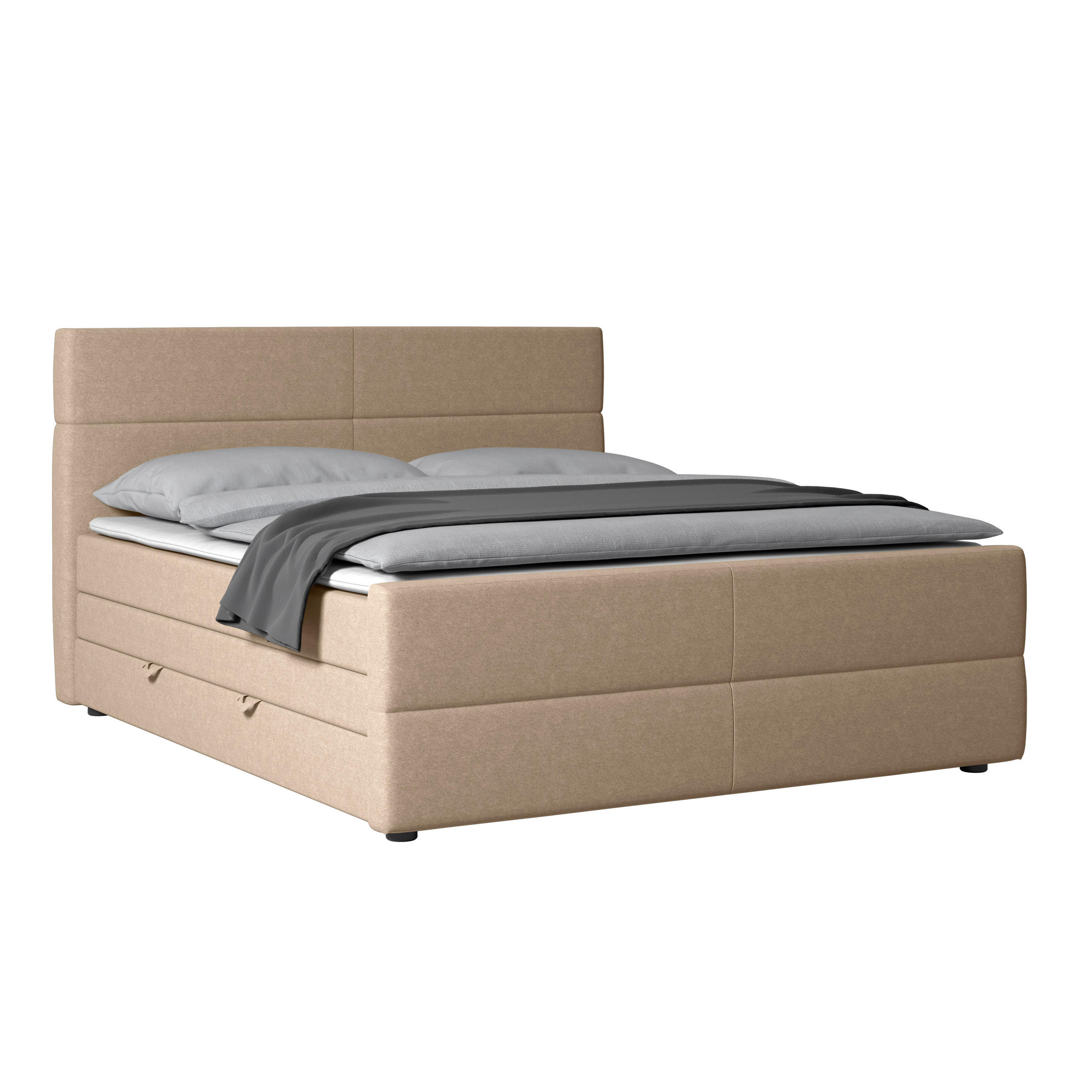 POSTELJA BOXSPRING 180 cm   x 200 cm  , kovina, umetna masa, tekstil, karton, leseni material naravne barve  - črna/naravne barve, Moderno, kovina/umetna masa (180/200cm) - MID.YOU