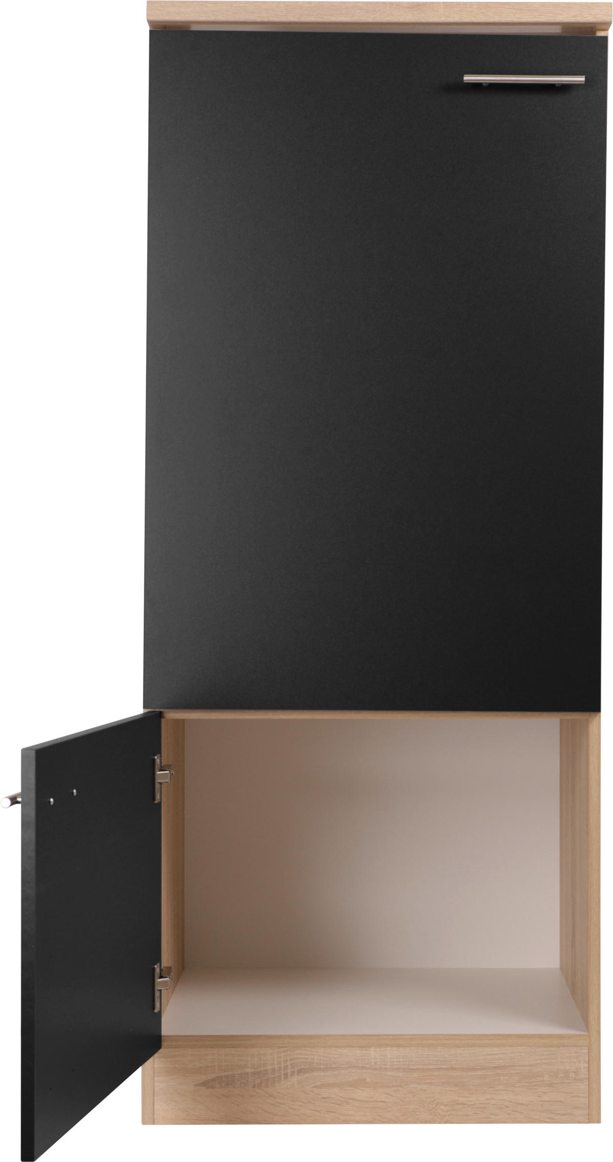 GERÄTEUMBAUSCHRANK 60/144,8/60 cm  in Schwarz, Eichefarben  - Eichefarben/Silberfarben, Basics, Holzwerkstoff/Metall (60/144,8/60cm) - Respekta