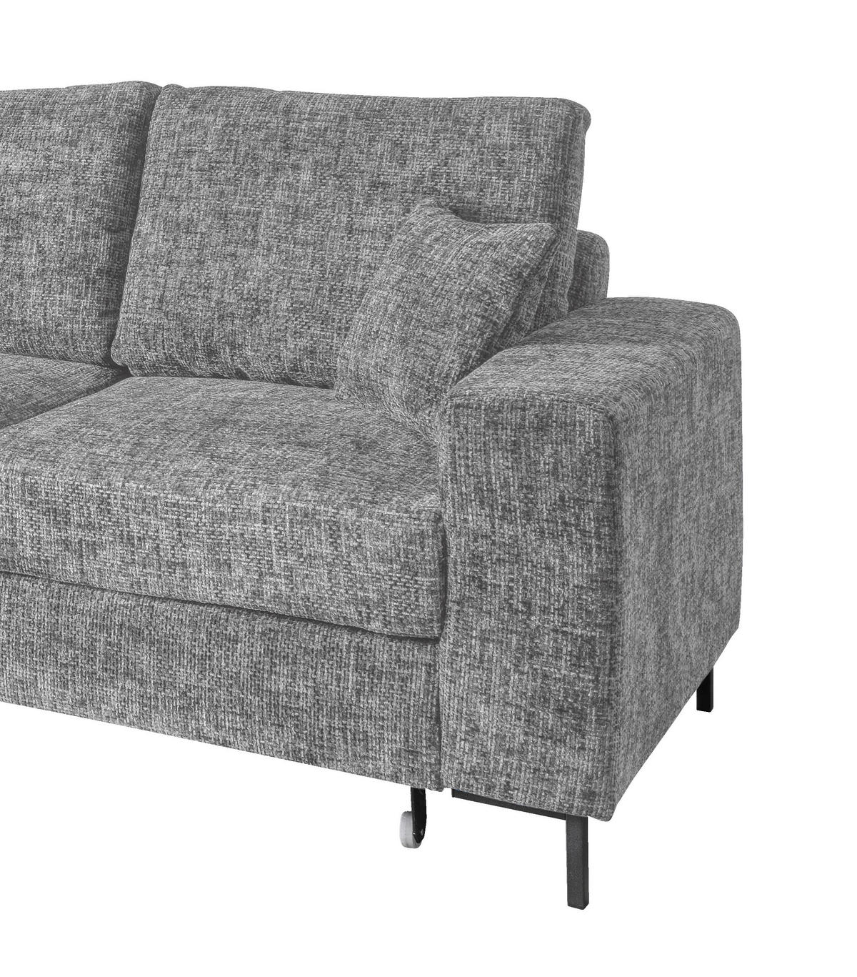 ECKSCHLAFSOFA  mit Rücken echt Struktur Silberfarben  - Silberfarben/Schwarz, KONVENTIONELL, Textil/Metall (143/237cm) - Livetastic