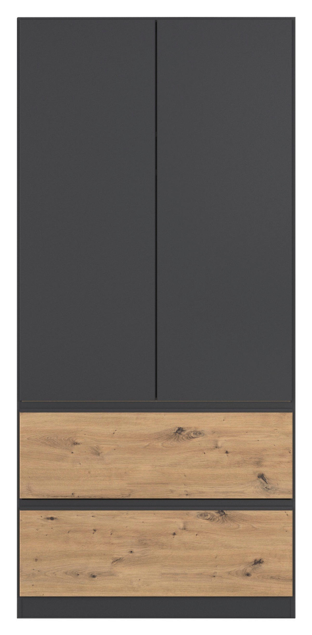DREHTÜRENSCHRANK in Grau, Eiche Artisan  - Eiche Artisan/Grau, Modern, Holzwerkstoff (91/197/54cm) - Rauch Möbel