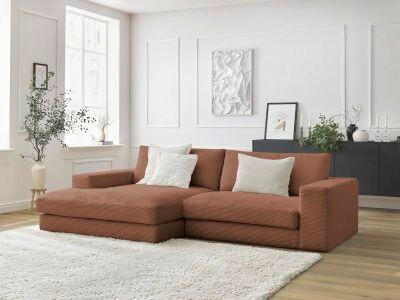 ECKSOFA  LEONARD Orange Cord  - Schwarz/Orange, MODERN, Kunststoff/Textil (159/274cm)