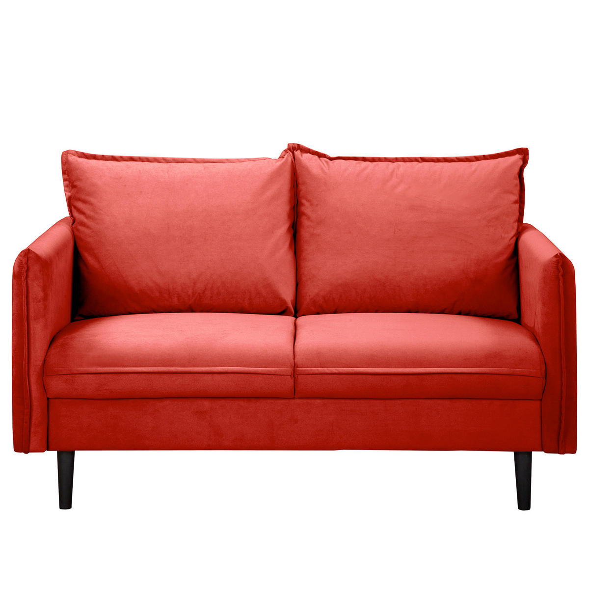 2-SITZER-SOFA Samt Rot  - Rot/Schwarz, Design, Holz/Textil (138/86/100cm) - P & B