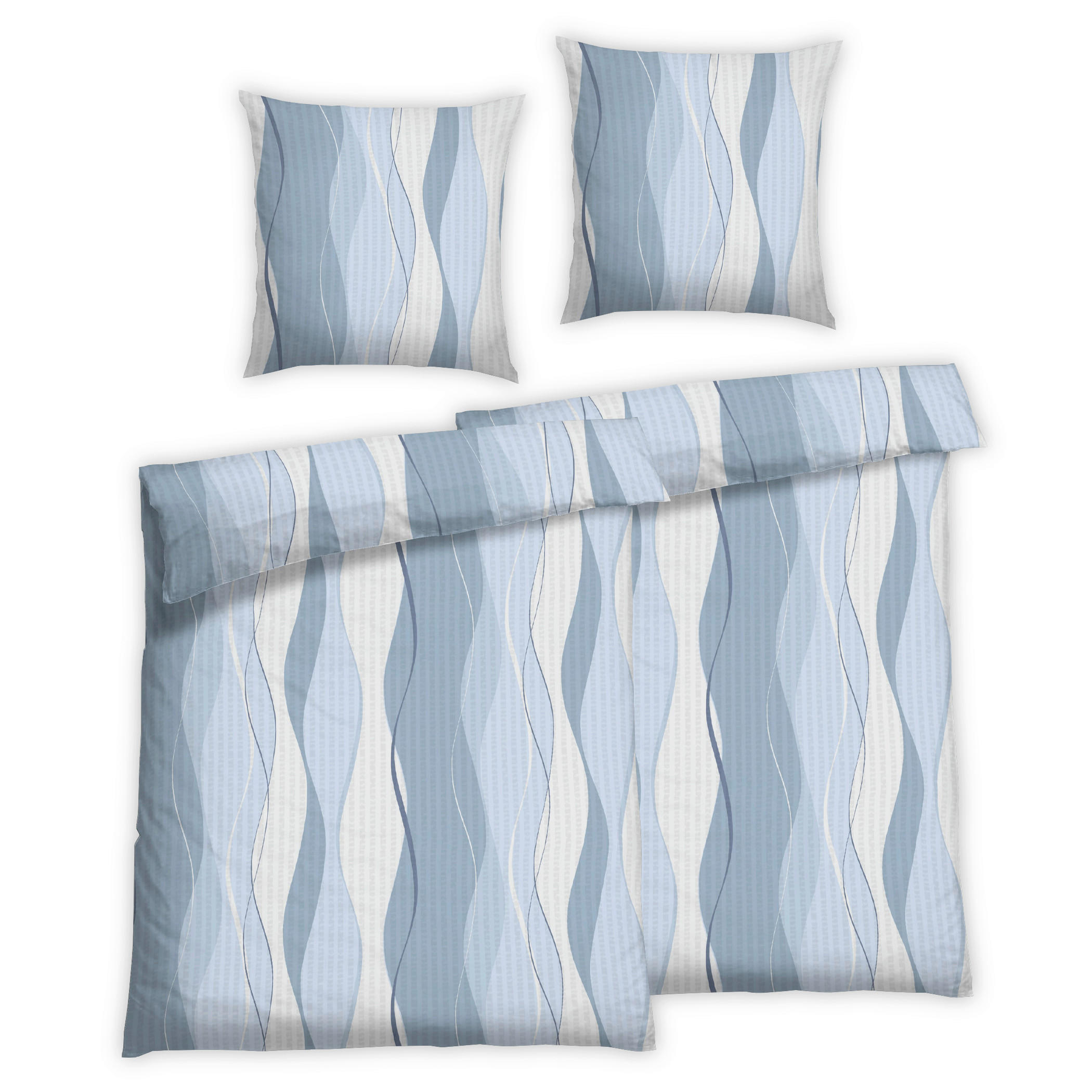 BETTWÄSCHE 4-teilig Seersucker 135/200 cm  - Blau, Basics, Textil (135/200cm) - Florella