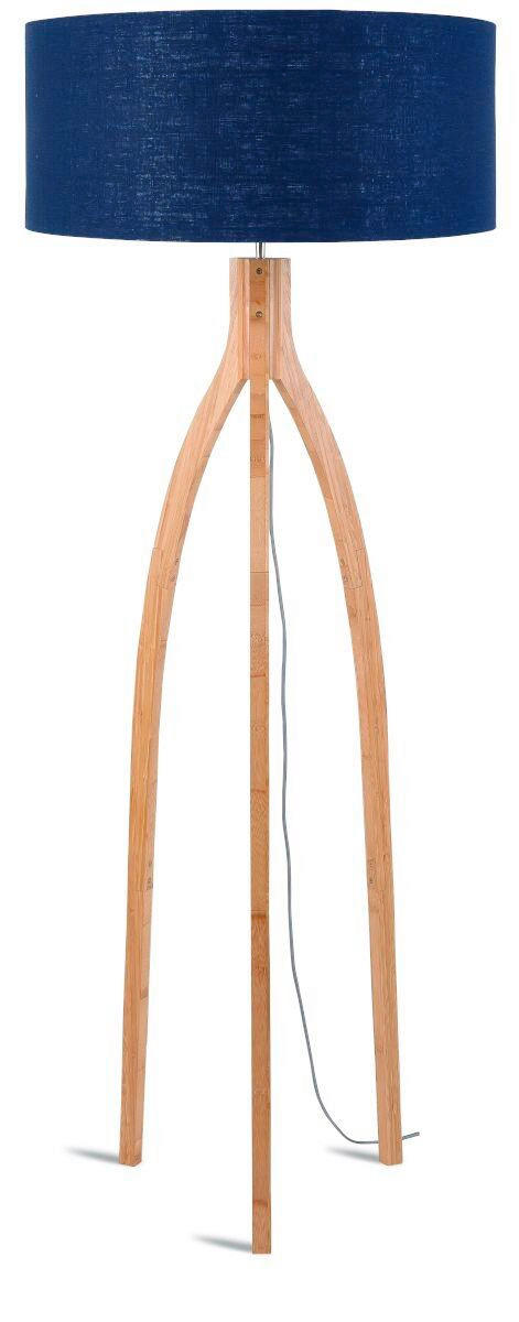 GOLVLAMPA GOOD&MOJO 60/160 cm    - blå/naturfärgad, Trend, trä/textil (60/160cm) - Good & Mojo