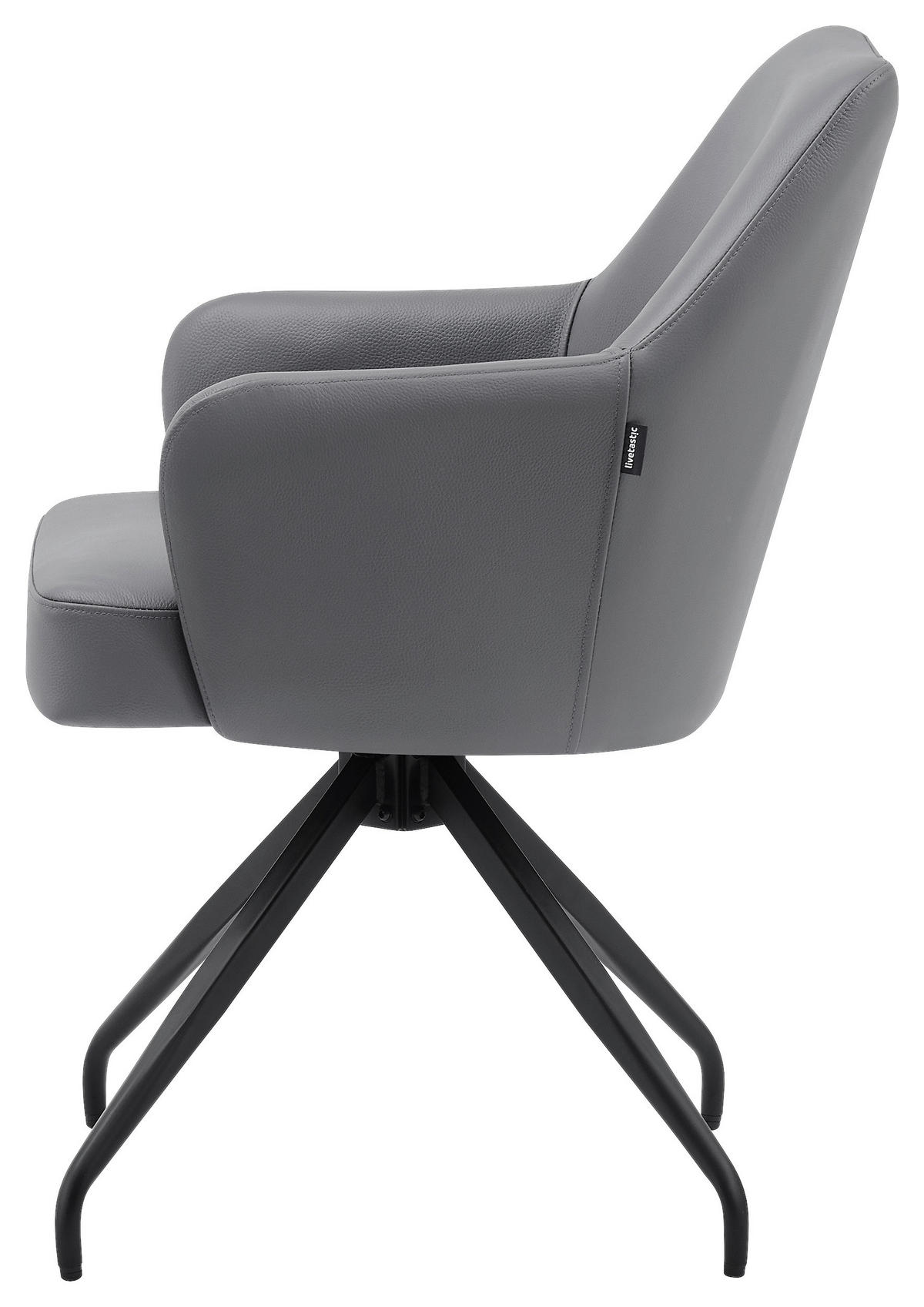 STOLICA S NASLONOM ZA RUKE  siva, crna  drvo, metal, koža      - siva/crna, Moderno, koža/drvo (57,5/83,5/63cm) - Livetastic