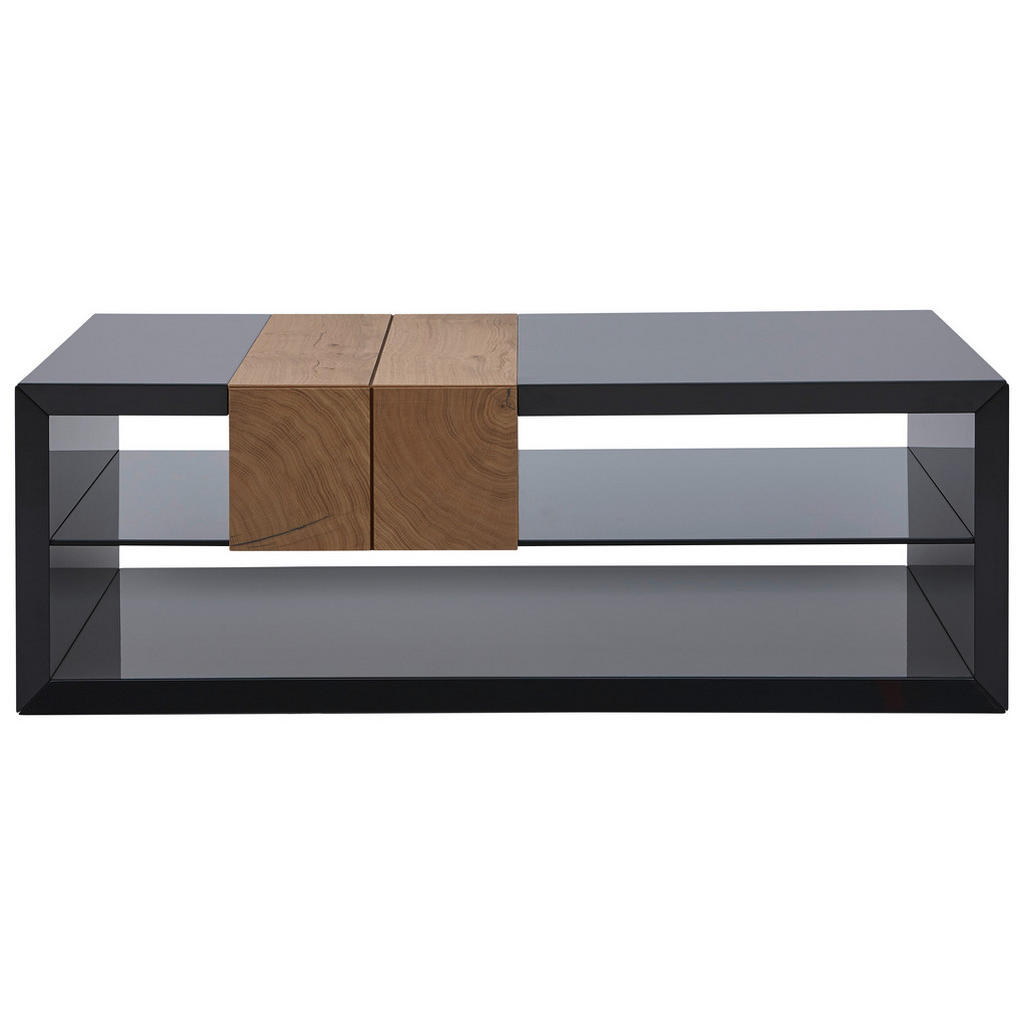 Thumbnail - Ambiente Couchtisch Quadra, Dunkelgrau, Eiche Bianco, Holz, Holzwerkstoff, Eiche, furniert, 2 Schubladen, rechteckig, 67...