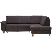 ECKSOFA in Flachgewebe Graubraun  253/185 cm  - Eichefarben/Graubraun, Design, Holz/Textil (253/185cm) - Cantus
