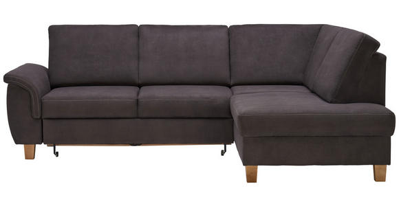 ECKSOFA  in Flachgewebe Graubraun  253/185 cm  - Eichefarben/Graubraun, Design, Holz/Textil (253/185cm) - Cantus