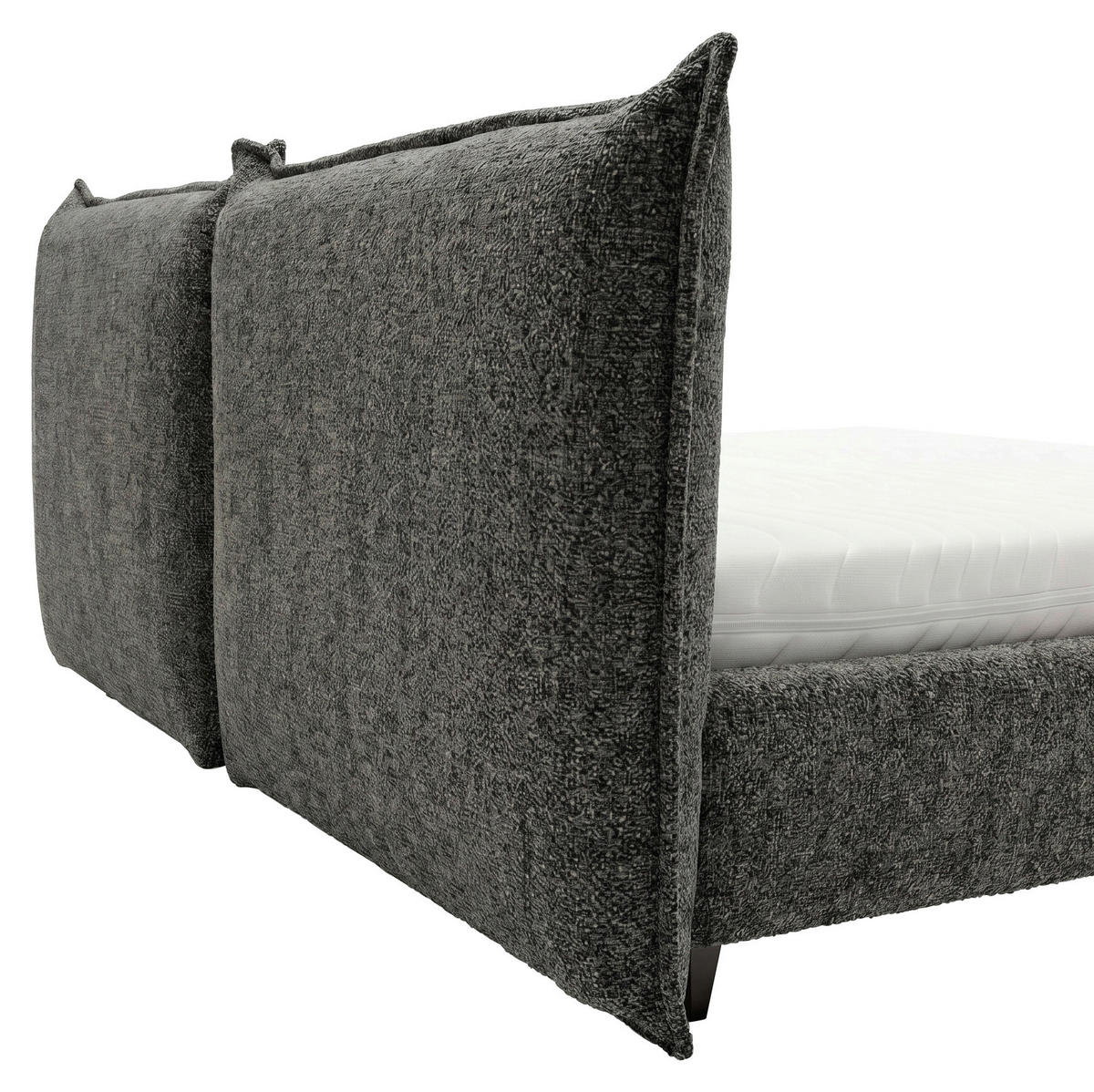 POLSTERBETT gepolstertes Kopfteil, Lattenrost, Bettkasten Graphitfarben 180/200 cm  - Schwarz/Graphitfarben, MODERN, Holz/Textil (180/200cm) - Livetastic