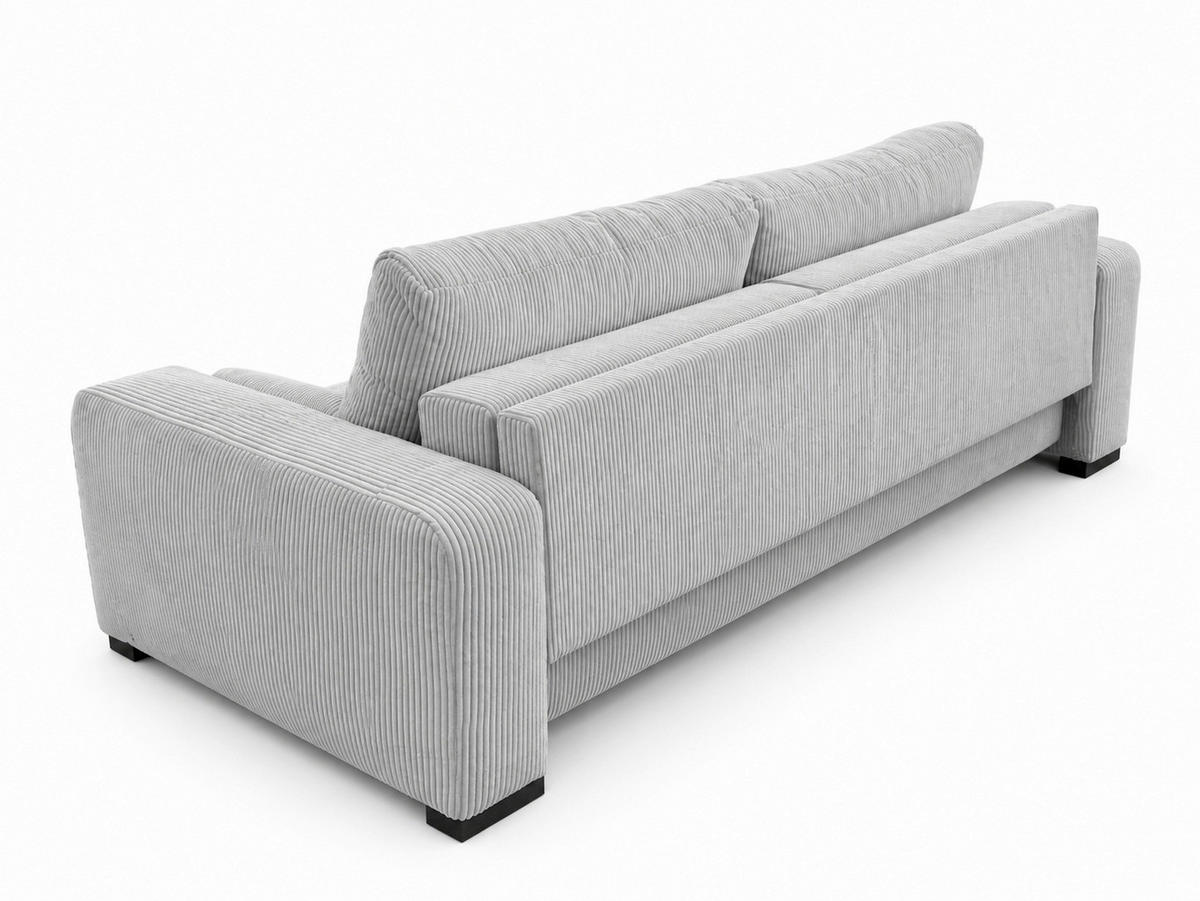 3-SITZER-SOFA Cord Hellgrau  - Hellgrau/Schwarz, Basics, Holz/Textil (250/90/110cm) - MID.YOU