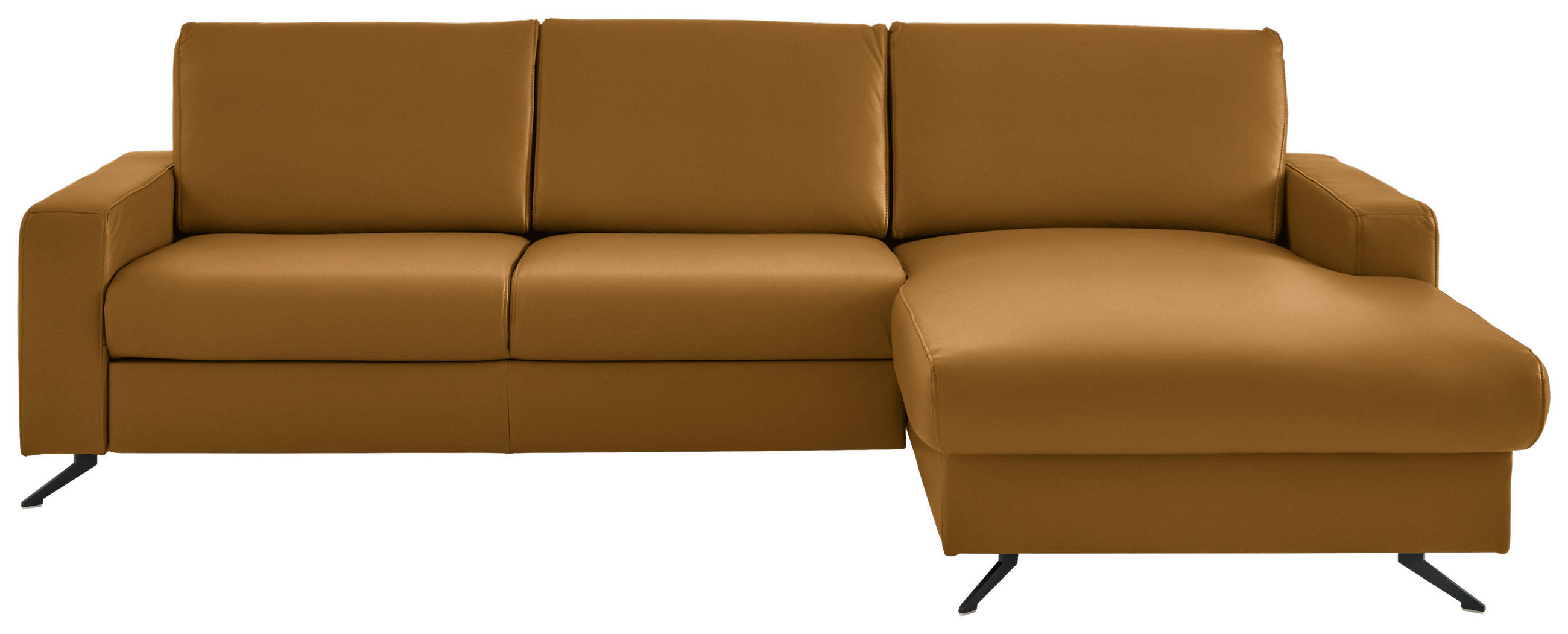 ECKSOFA in Echtleder Currygelb  - Currygelb/Schwarz, Design, Leder/Metall (267/165cm) - Lomoco