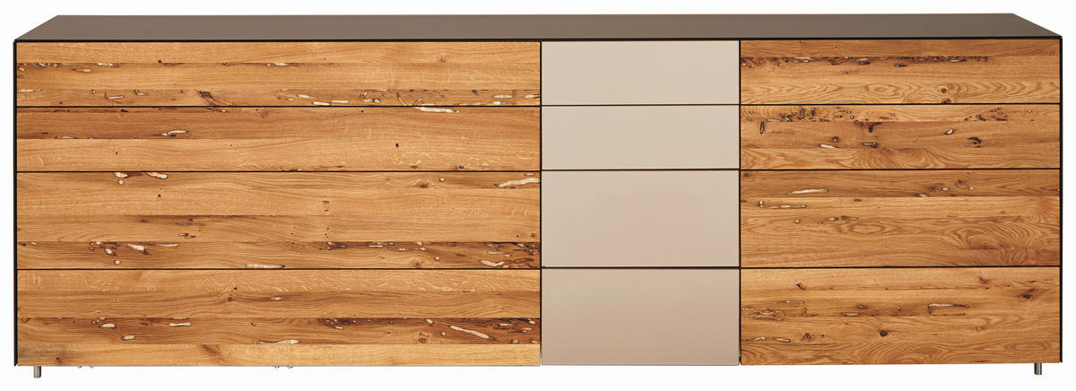 HIGHBOARD  in 121,2/125,4/35,4 cm  - Eichefarben/Bronzefarben, Natur, Glas/Holz (121,2/125,4/35,4cm) - TEAM 7