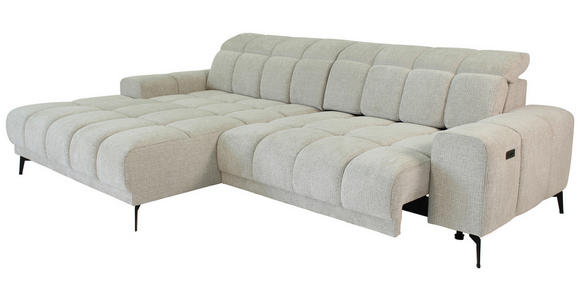 ECKSOFA inkl.Funktionen Naturfarben Chenille  - Schwarz/Naturfarben, MODERN, Textil/Metall (195/300cm) - Xora