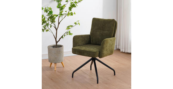 ARMLEHNSTUHL  Sitzfläche 180° drehbar Mikrofaser  - Schwarz/Grün, Design, Textil/Metall (60/90/68cm) - Carryhome