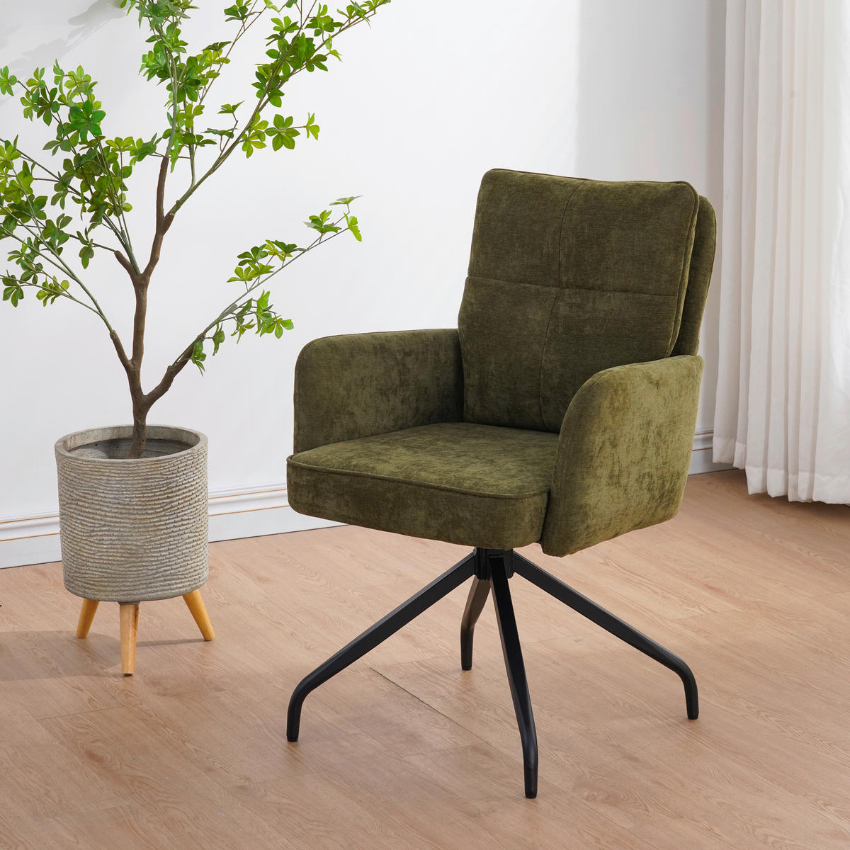 ARMLEHNSTUHL  Sitzfläche 180° drehbar Mikrofaser  - Schwarz/Grün, Design, Textil/Metall (60/90/68cm) - Carryhome