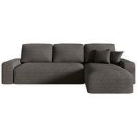 ECKSOFA Anthrazit Bouclé Zierkissen, Rückenkissen, Bettkasten, Schlaffunktion, Rücken echt, Stauraum  - Anthrazit/Schwarz, MODERN, Kunststoff/Textil (248/143cm) - Xora
