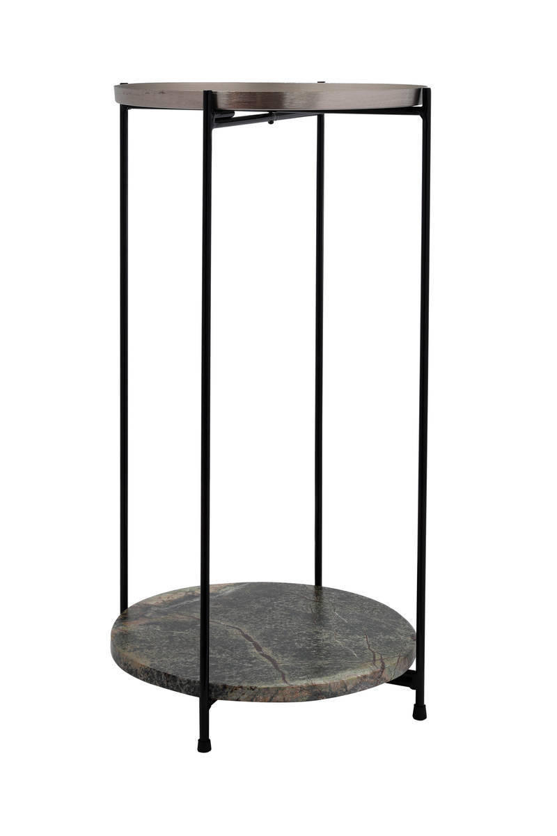 ODKLÁDACÍ STOLEK, barvy stříbra - černá/barvy stříbra, Trend, kov/kámen (33/61/33cm)