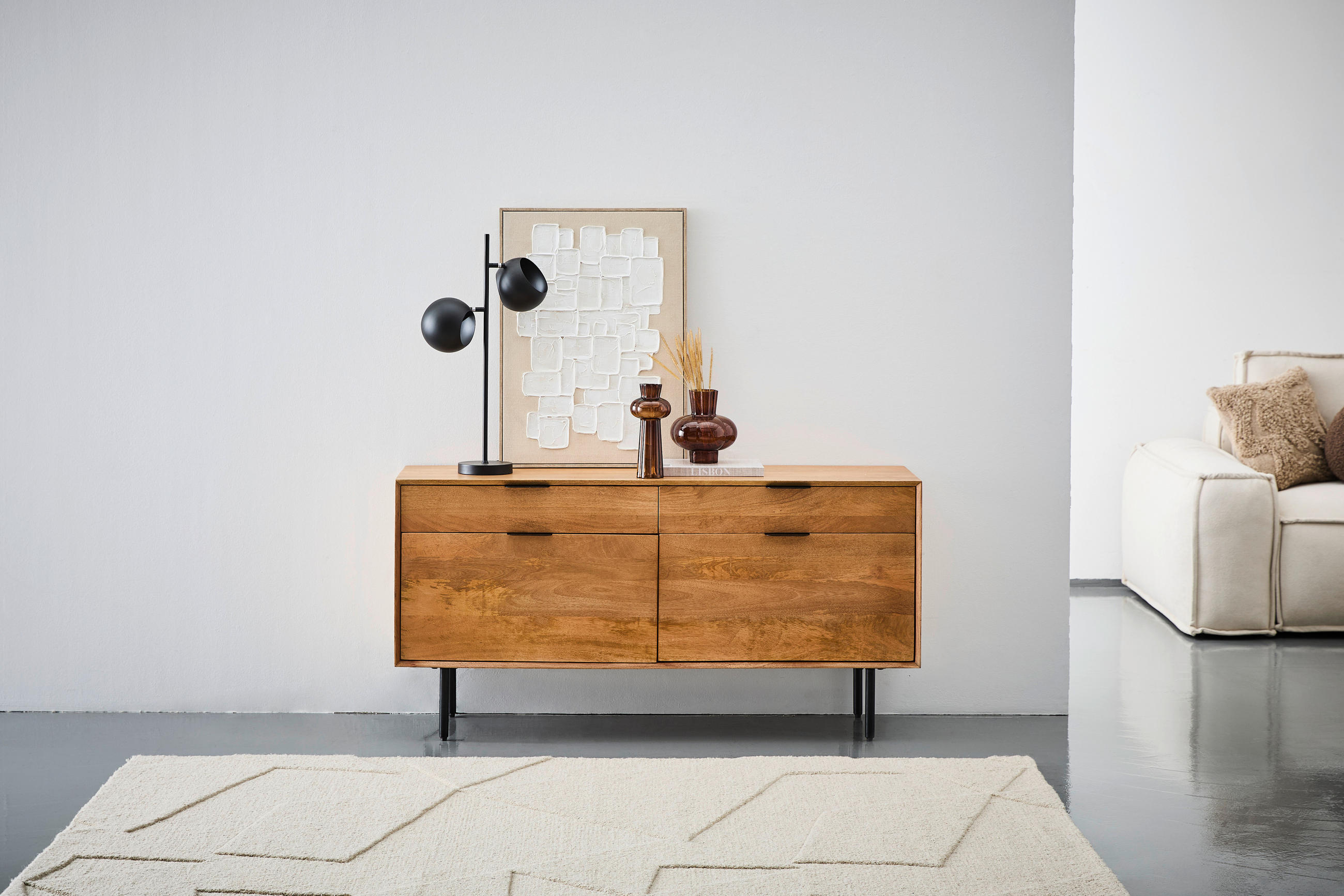 SIDEBOARD  in 140/70/40 cm  - Schwarz/Naturfarben, LIFESTYLE, Holz/Metall (140/70/40cm) - Livetastic