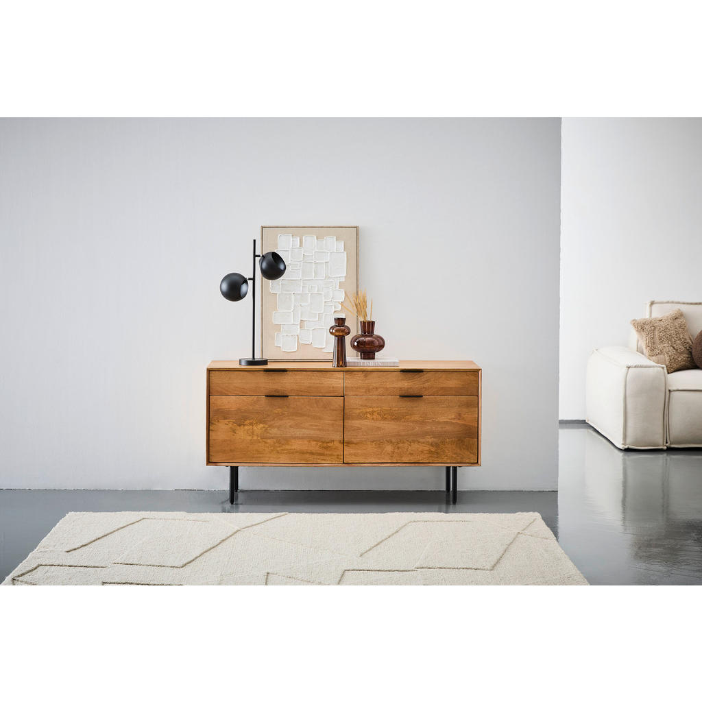 Thumbnail - Livetastic Sideboard, Natur, Metall, Mangoholz, massiv, Holz, 2 Schubladen, 140x70x40 cm, Holzmöbel, Kleinmöbel Holz, Ho...