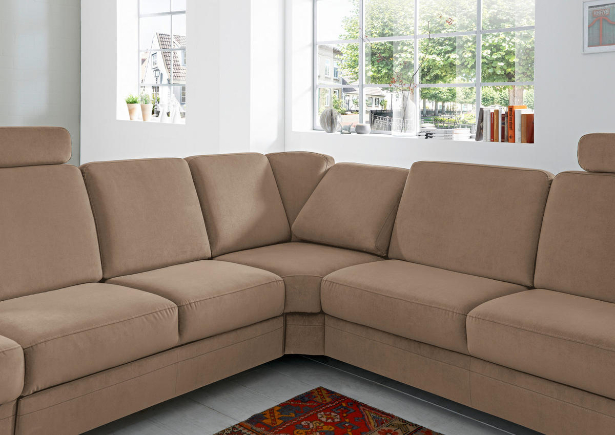 ECKSOFA in Flachgewebe Braun  287/269 cm  - Alufarben/Braun, KONVENTIONELL, Textil/Metall (287/269cm) - Beldomo System