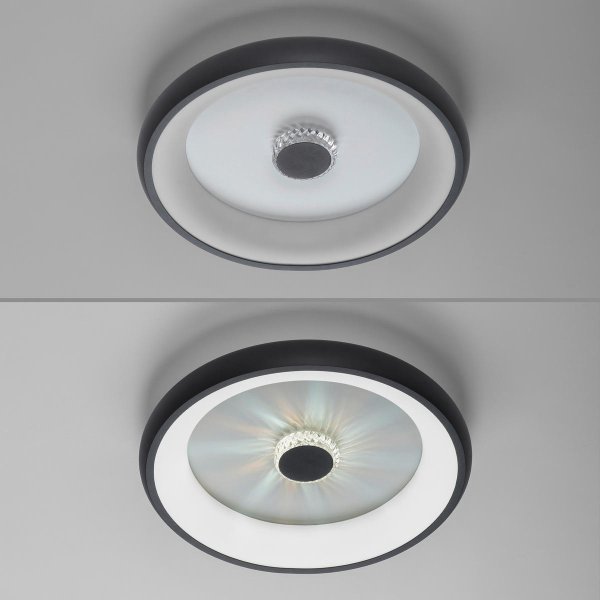 LED MENNYEZETI LÁMPA - fekete, Design, műanyag/fém (46,5/9,5cm)