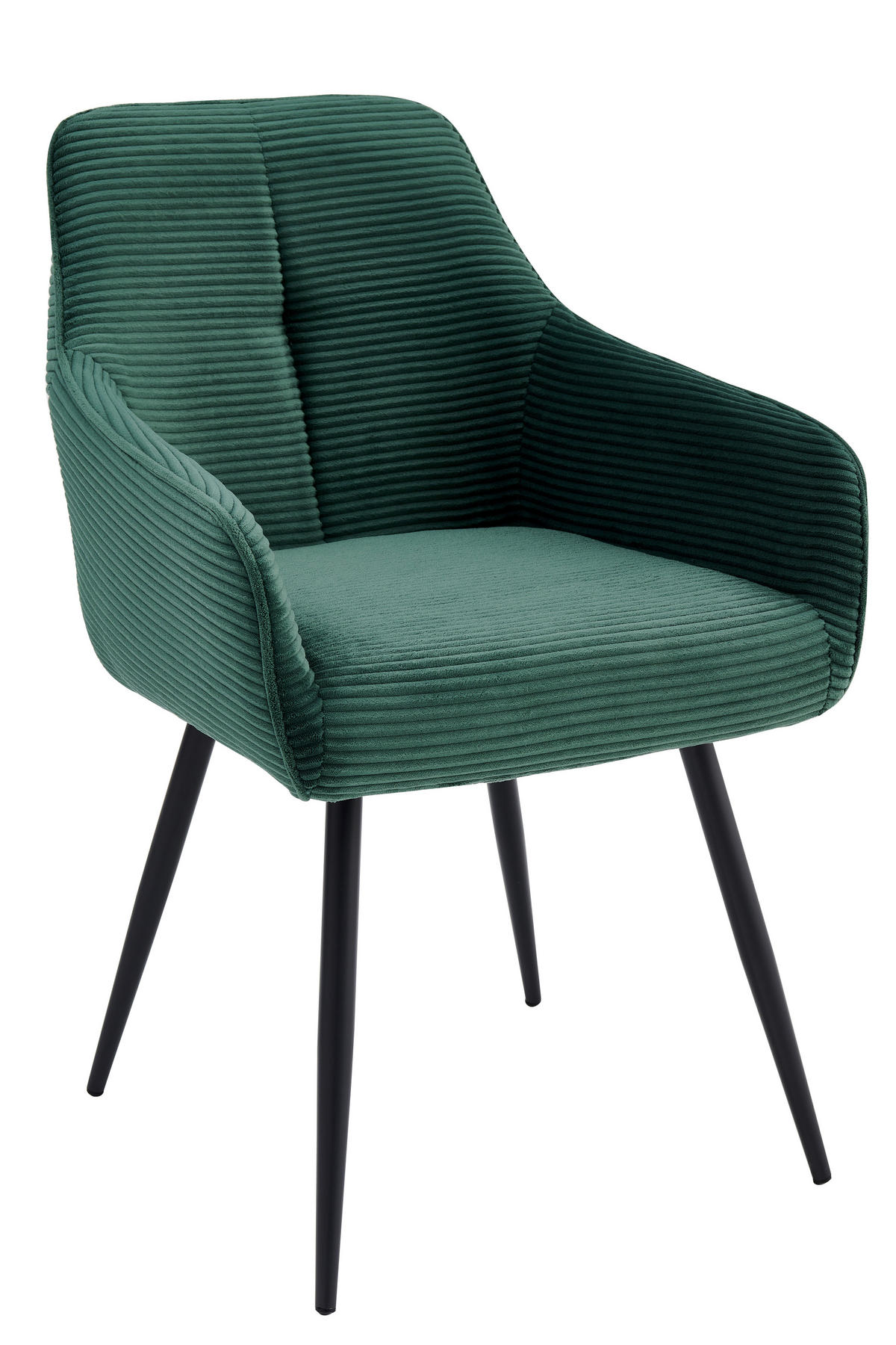 ARMLEHNSTUHL-SET 2 Stück  in Stahl Mikrofaser, Feincord  - Schwarz/Grün, MODERN, Textil/Metall (53/85/62cm) - MID.YOU