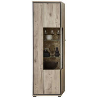 VITRINE in Schwarz, Eichefarben  - Eichefarben/Schwarz, Konventionell, Glas/Holzwerkstoff (60/205/40cm) - Livetastic