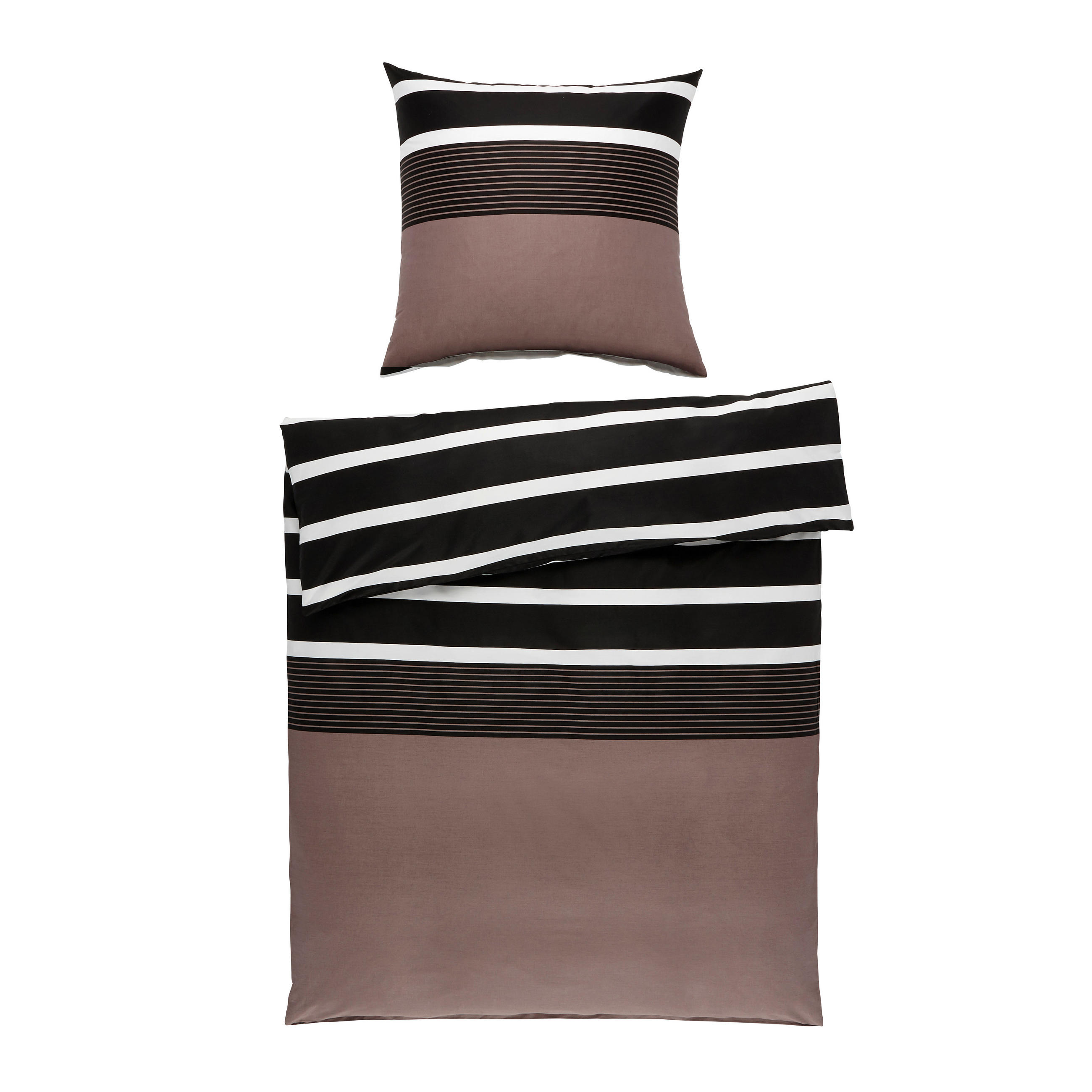 POSTEĽNÁ BIELIZEŇ, satén, hnedá, čierna, 155/220 cm - hnedá/čierna, Design, textil (155/220cm) - Janine