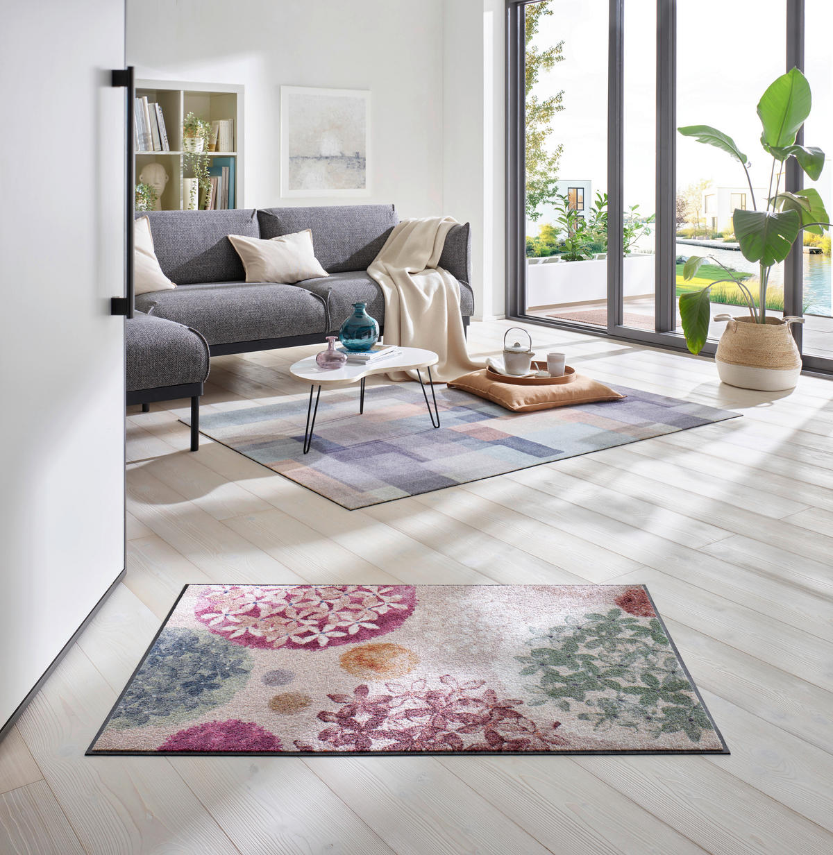 FLACHWEBETEPPICH 110/175 cm Gentle Blocks Grau  - Grau, Design, Kunststoff/Textil (110/175cm) - wash+dry