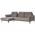 ECKSOFA in Webstoff Grau  - Schwarz/Grau, Natur, Textil (182/277cm) - Valnatura