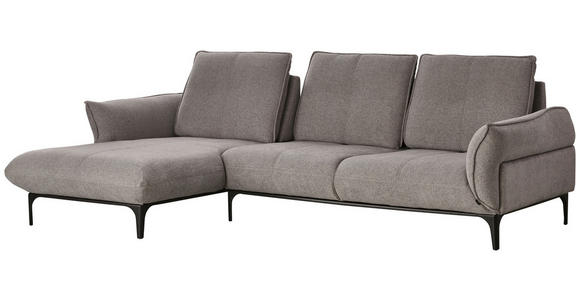 ECKSOFA in Webstoff Grau  - Schwarz/Grau, Natur, Textil (182/277cm) - Valnatura