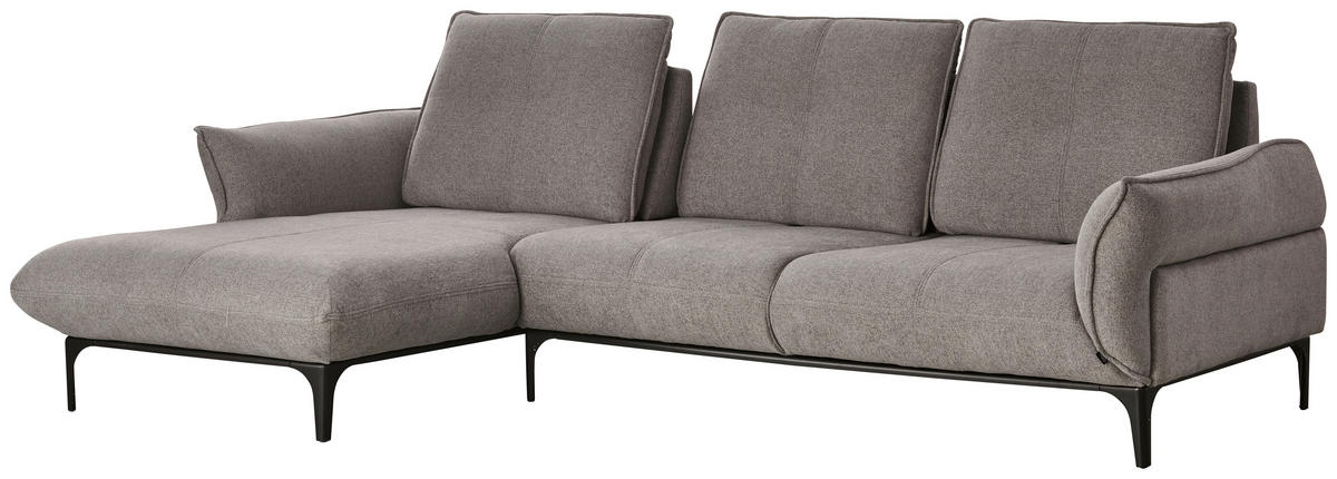 ECKSOFA in Webstoff Grau  182/277 cm  - Schwarz/Grau, Natur, Textil (182/277cm) - Valnatura