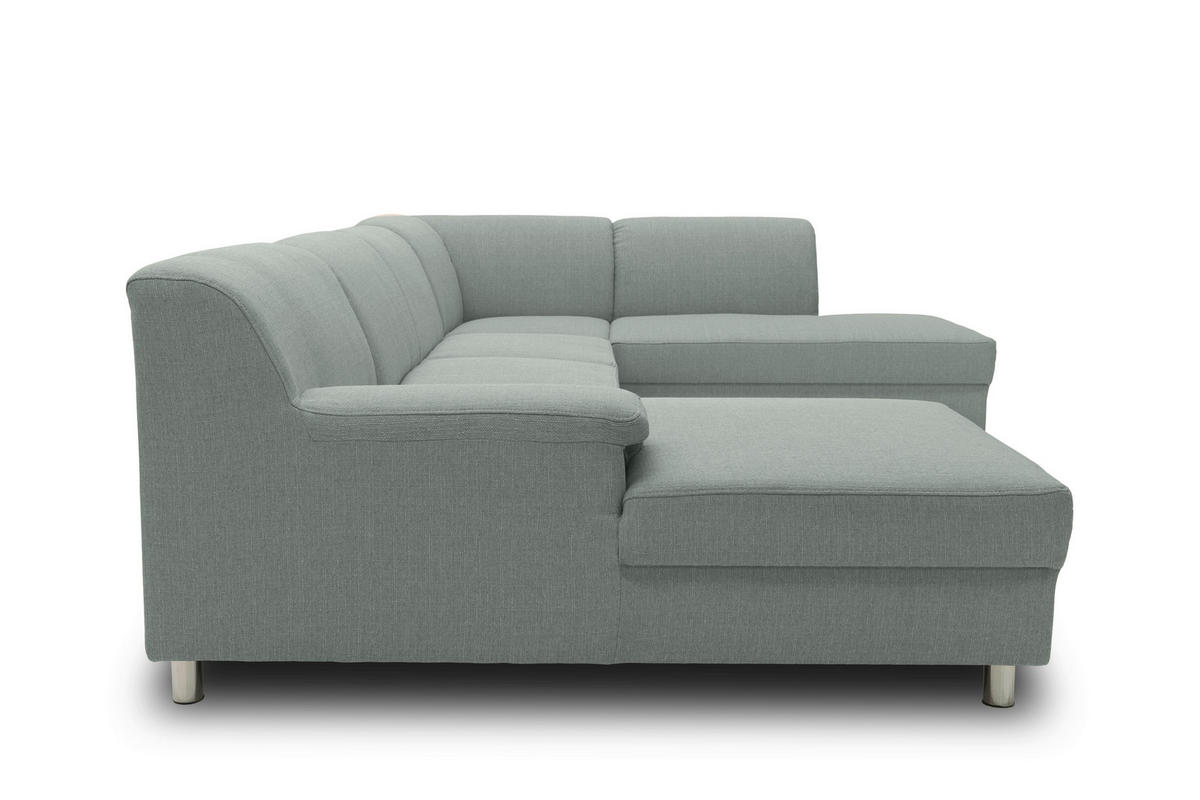 WOHNLANDSCHAFT Silberfarben Webstoff  - Chromfarben/Silberfarben, KONVENTIONELL, Textil/Metall (150/308/194cm) - MID.YOU