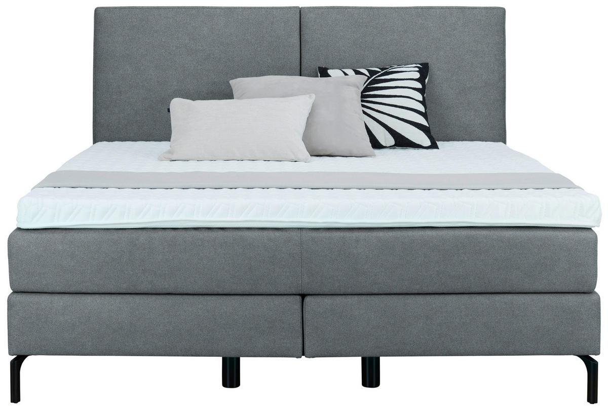 BOXSPRINGBETT 200/200 cm  in Grau  - Schwarz/Grau, Konventionell, Textil/Metall (200/200cm) - Dieter Knoll