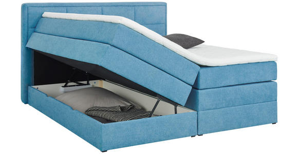 BOXSPRINGBETT 160/200 cm  in Blau  - Blau/Schwarz, KONVENTIONELL, Kunststoff/Textil (160/200cm) - Carryhome