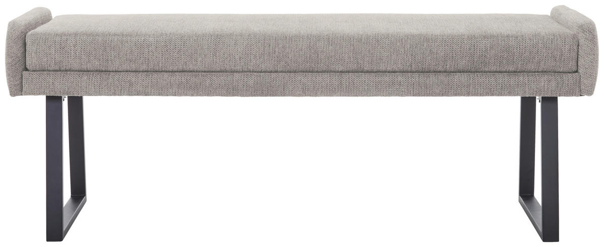 HOCKERBANK 140/51/49 cm Webstoff Schwarz, Hellgrau  - Hellgrau/Schwarz, Design, Textil/Metall (140/51/49cm) - Novel