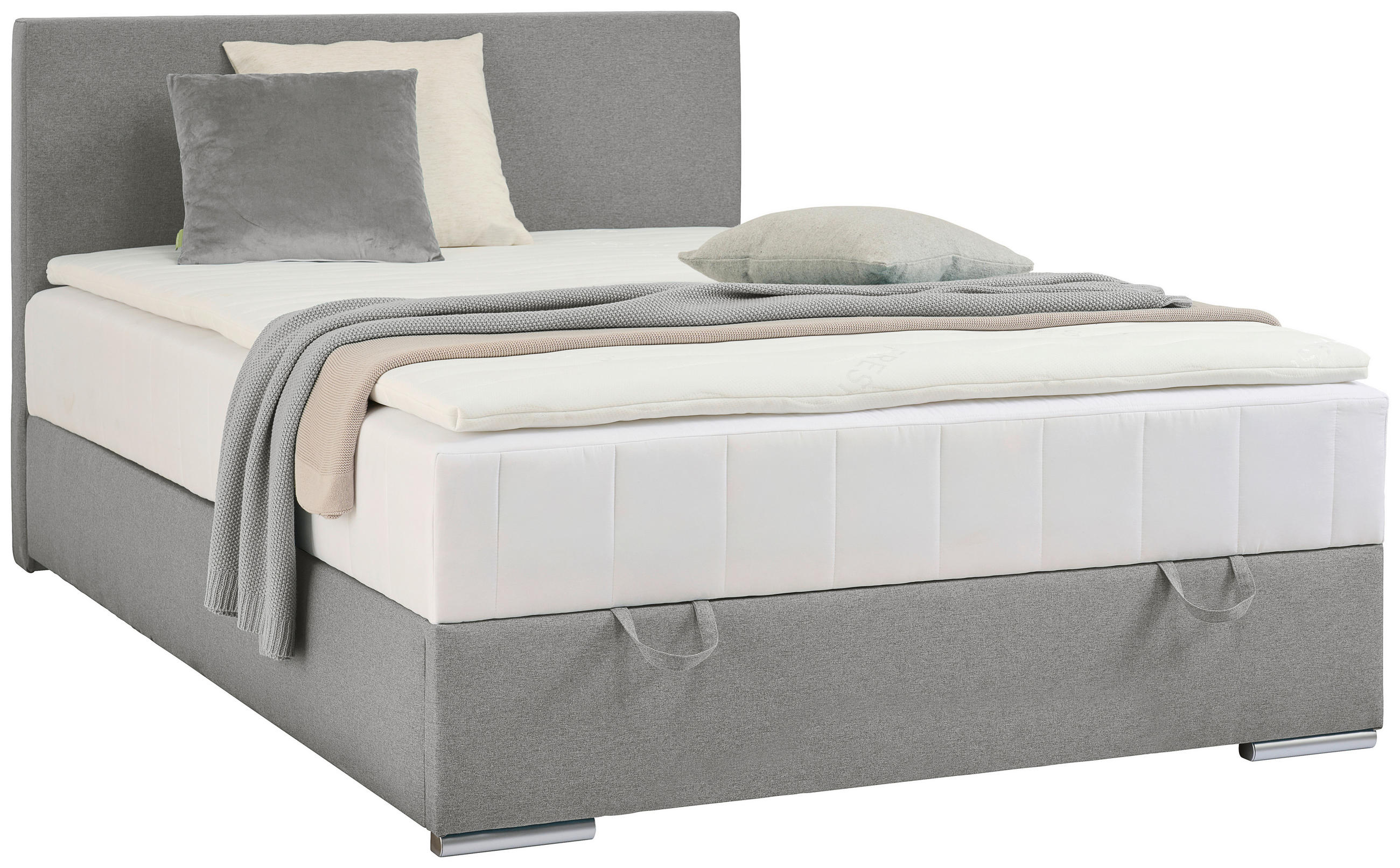 BOXBETT 90/200 cm  in Hellgrau  - Chromfarben/Hellgrau, KONVENTIONELL, Kunststoff/Textil (90/200cm) - Carryhome